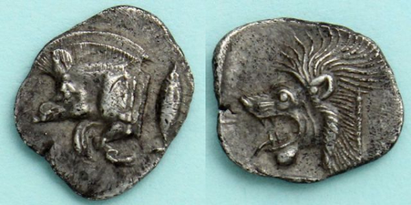 美術品イオニア ライオン obol銀貨 古代コイン NGC鑑定済み